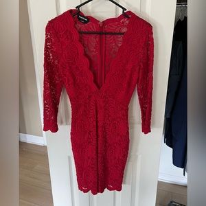 Red Lace Bebe Mini Dress